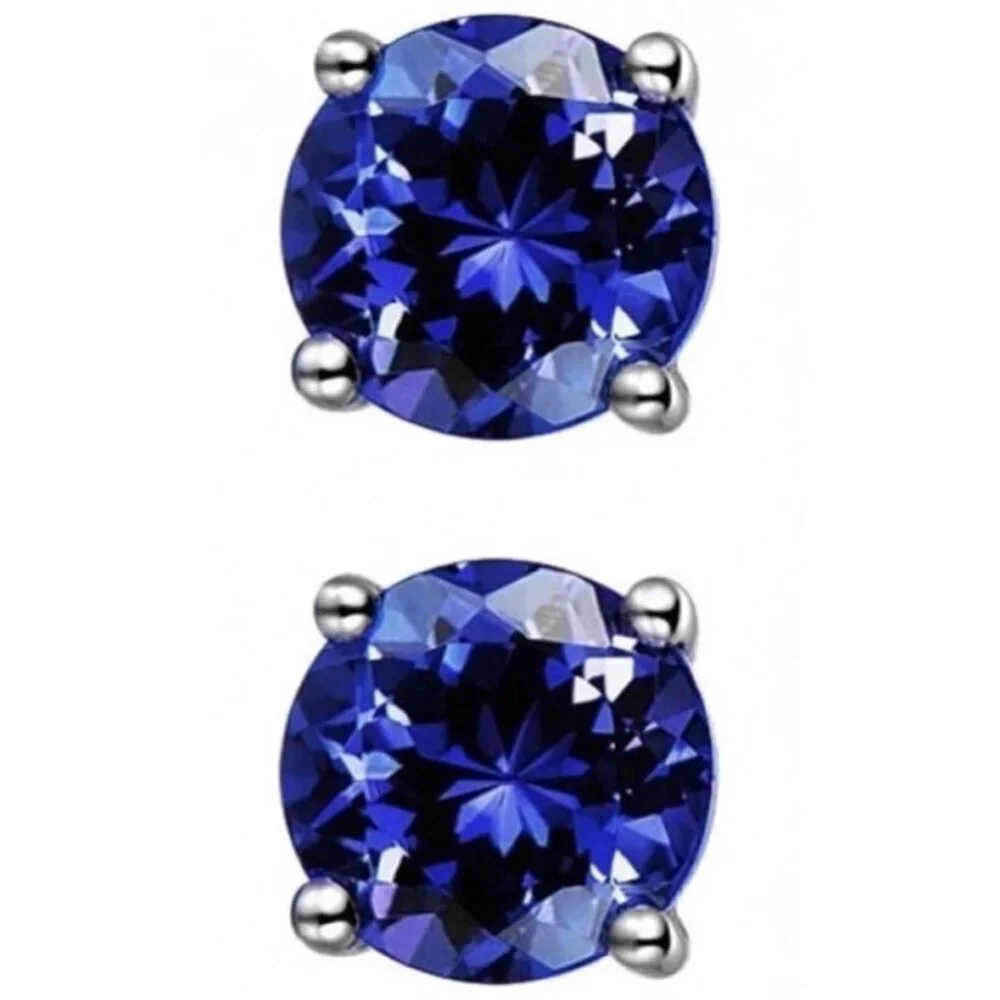 1.25 Carat Blue Tanzanite Sparkling Four-Prong Stud Classic Earring
